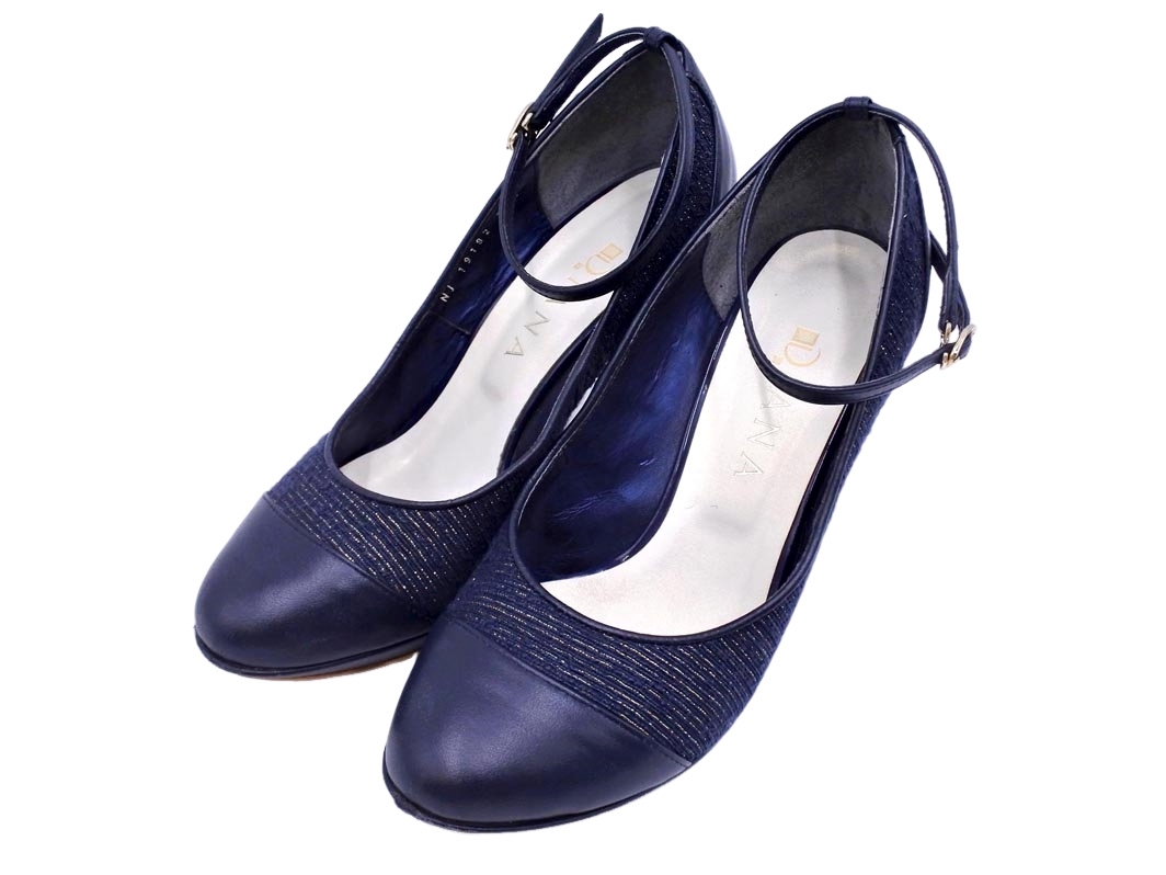 DIANA ダイアナ アンクルストラップ パンプス size23.5/濃紺 ■■ ☆ fcc5 レディース