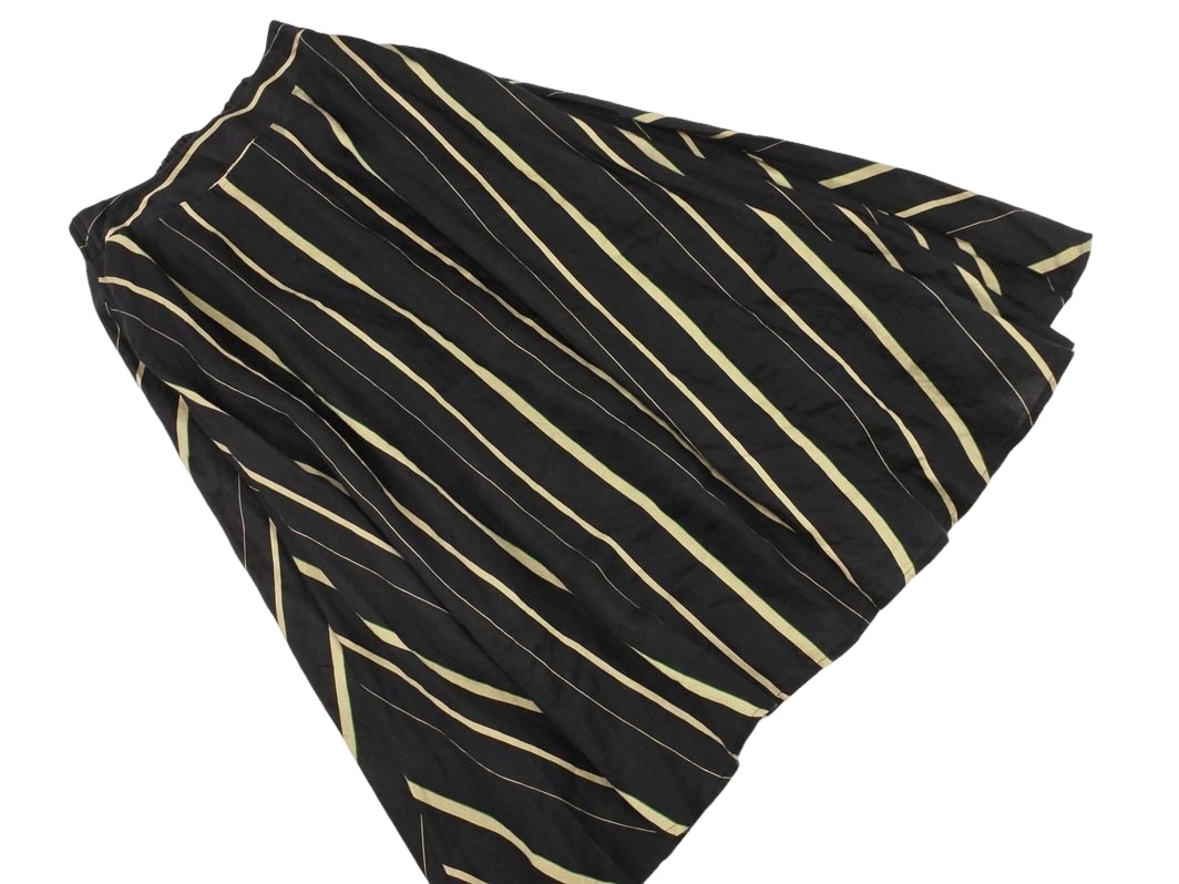 BABYLONE バビロン リネン混 ストライプ フレア スカート size38/茶 ■◇ ☆ fcc6 レディース