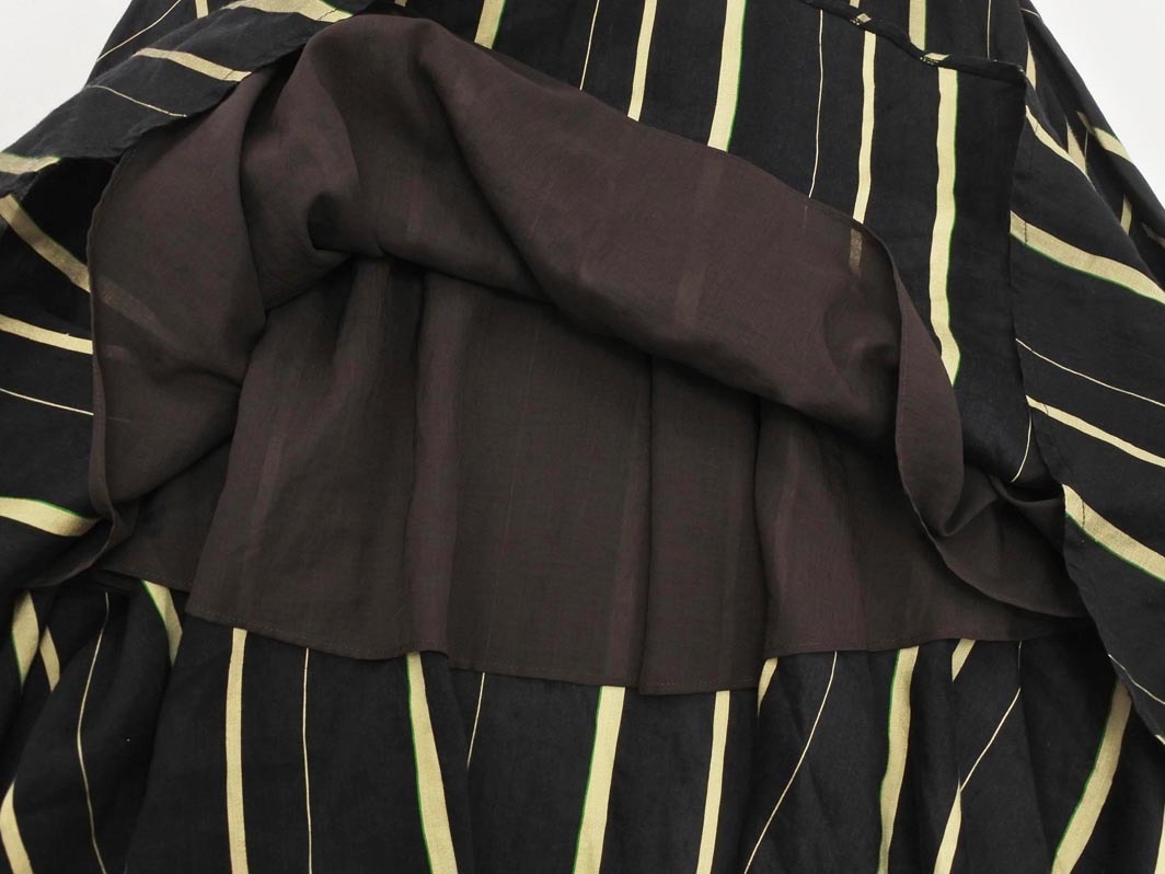 BABYLONE バビロン リネン混 ストライプ フレア スカート size38/茶 ■◇ ☆ fcc6 レディース