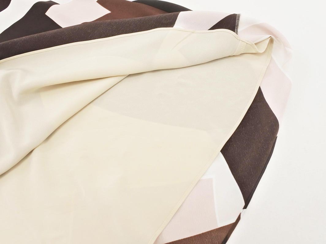 ネコポスOK UNTITLED アンタイトル 大きいサイズ 総柄 Aライン 臺形 スカート size44/茶ｘピンク ■■ ☆ fcc8 レディース