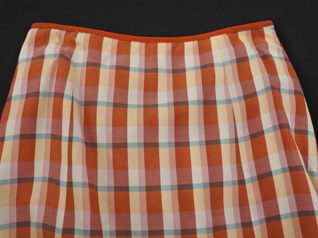 ネコポスOK SLOBE IENA スローブイエナ チェック ロング スカート size36/ベージュｘ茶ｘピンク ■◇ ☆ fcd1 レディース