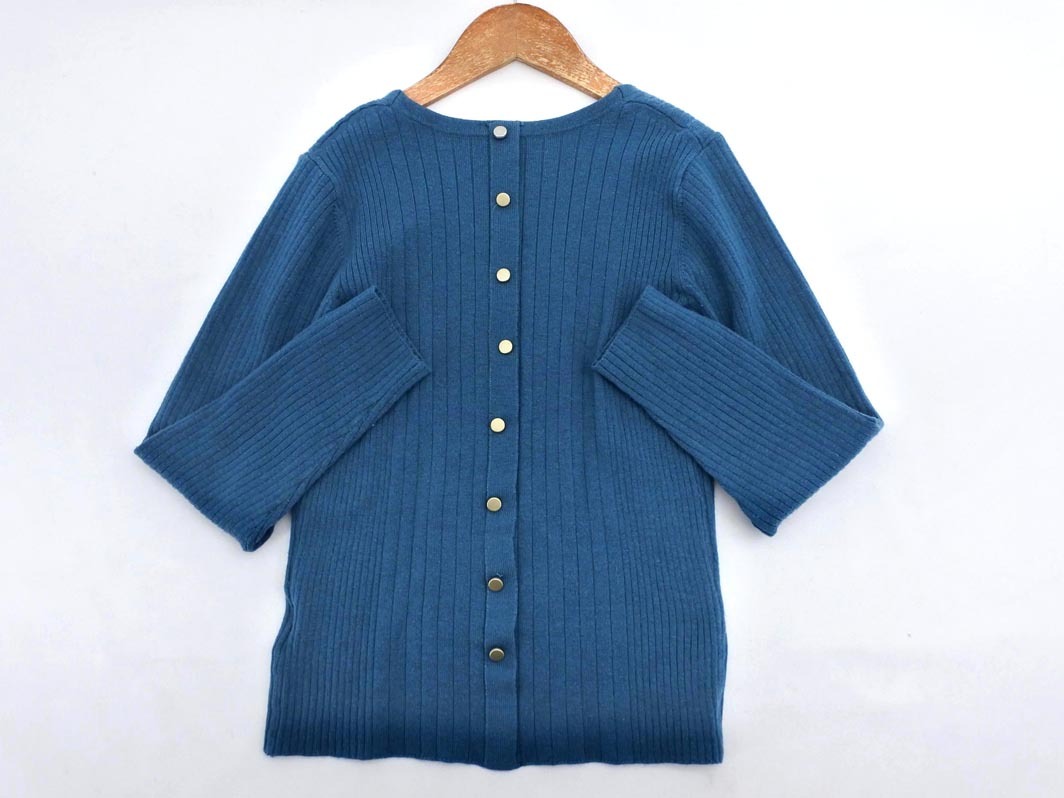 N. エヌ ナチュラルビューティーベーシック Vネック ニット セーター sizeM/青 ■◇ ☆ fcd1 レディース
