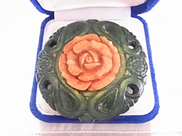 ■ビンテージ/ヴィンテージ　大き目インパクト感　made in　JAPAN刻印　円形　異国感漂うデザイン　お花　フラワー　ブローチ_画像2