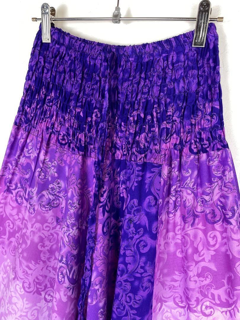 【新品】　サルエルパンツ タイパンツ　アラジンパンツ　男女兼用　 ヨガ ダンス　 お部屋着　2way　レーヨン　Y314　4120パープル　