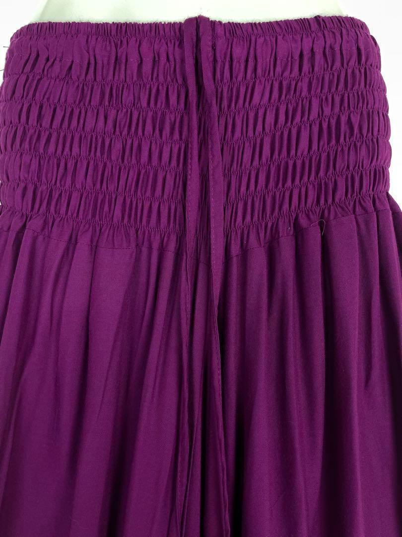 【新品】　サルエルパンツ タイパンツ　アラジンパンツ　男女兼用　 ヨガ ダンス　 お部屋着　2way　レーヨン　Y324　無地パープル