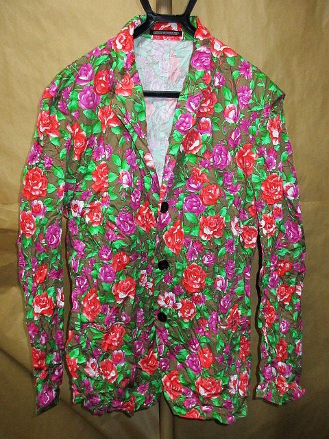ヨウジヤマモト オム Yohji Yamamoto POUR HOMME 01SS 2001 シワ加工 フラワー ローズ 総柄 ジャケット 3_画像1
