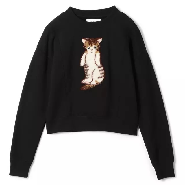 MUVEIL ミュベール　24AW　 ネコ里毛プルオーバー 貓　スウェット　トレーナー　黒　38