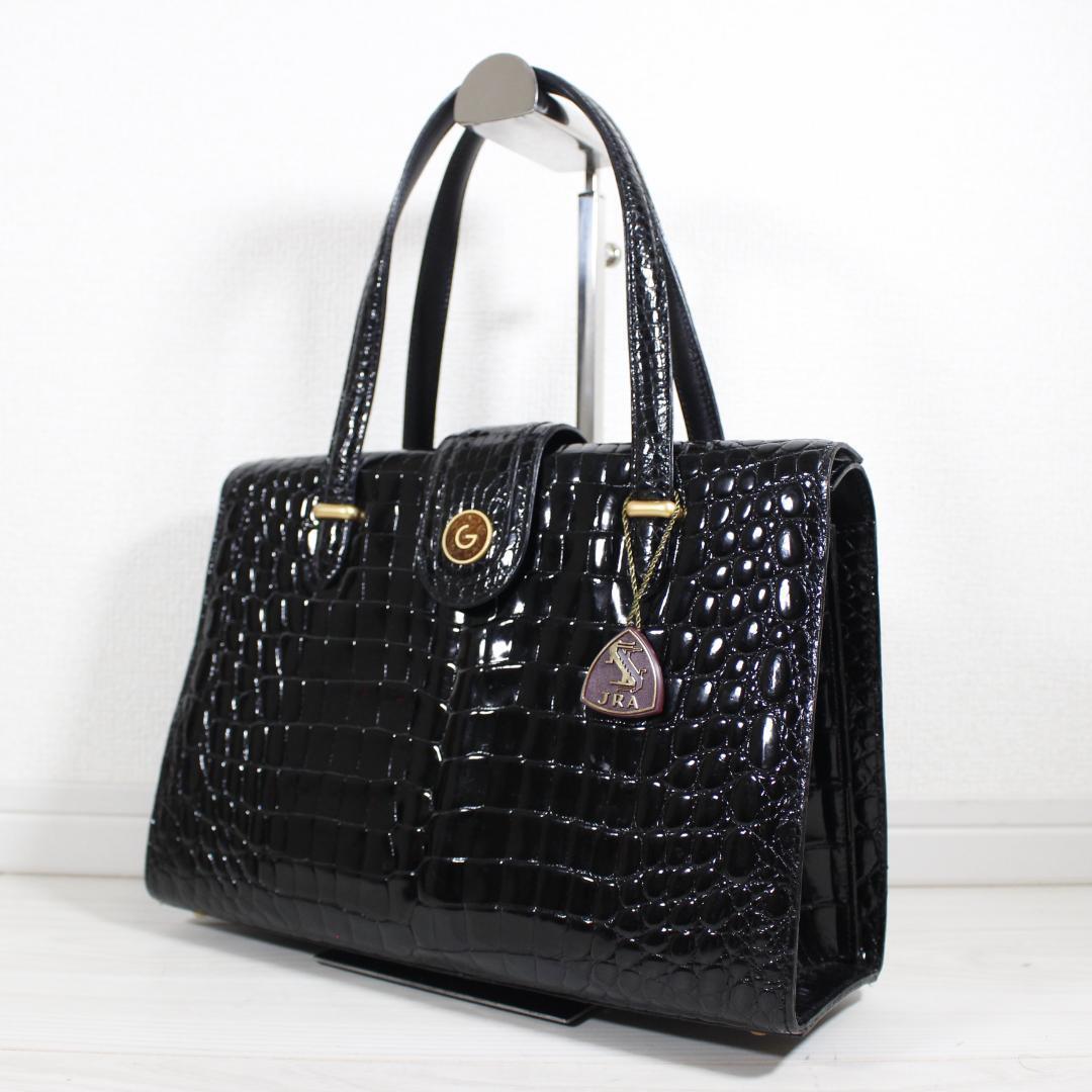 美品】GRES グレ クロコダイル ハンドバッグ JRA シャイニング 美品】GRES グレ クロコダイル ハンドバッグ JRA シャイニング