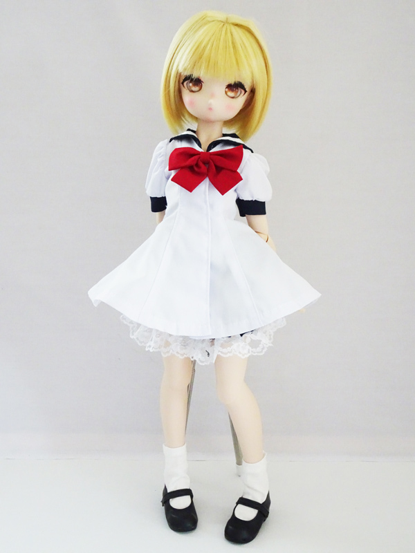 MDD(S)　セーラーワンピース/リボン（白×紺襟）