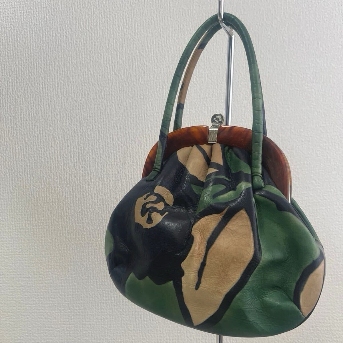 美品 和装バッグ がま口 ハンドバッグ 和風 着物に レザーバッグ 美品 和装バッグ がま口 ハンドバッグ 和風 着物に レザーバッグ
