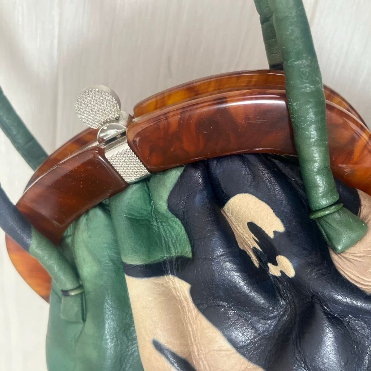 美品 和装バッグ がま口 ハンドバッグ 和風 着物に レザーバッグ 美品 和装バッグ がま口 ハンドバッグ 和風 着物に レザーバッグ