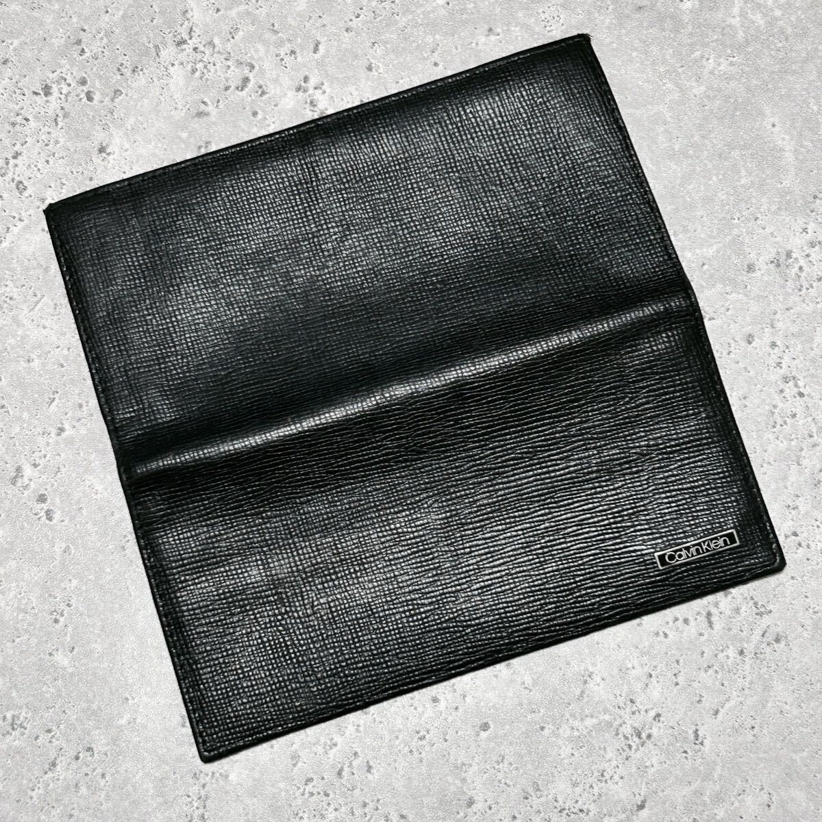 Calvin Klein カルバンクライン メンズ　スリム財布　長財布 レザー ブラック 黒 二つ折り　7228FH