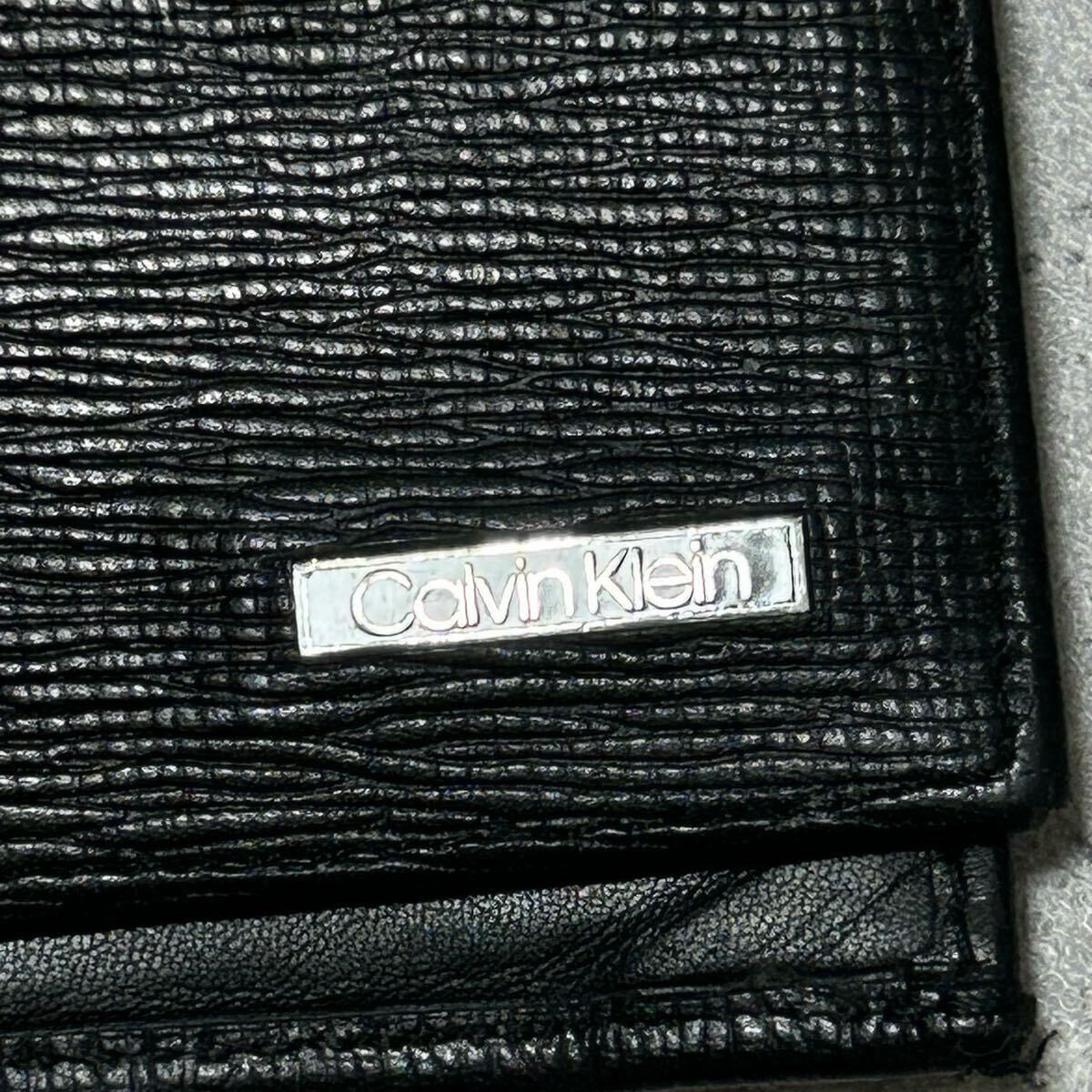 Calvin Klein カルバンクライン メンズ　スリム財布　長財布 レザー ブラック 黒 二つ折り　7228FH