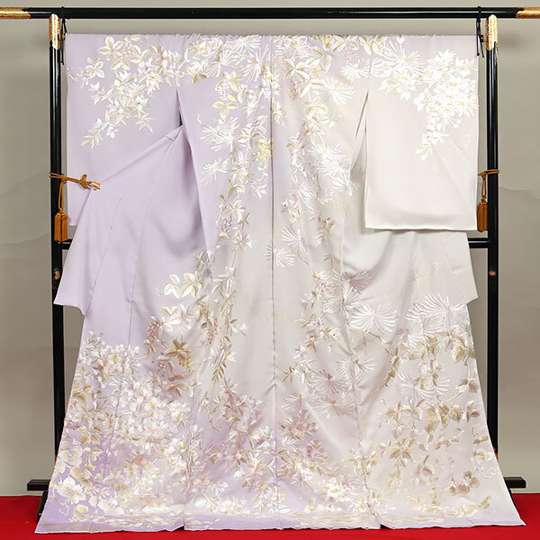 和游館 即決eha3246　超細(xì)密手刺繍 尾峨佐染繍 丹后ちりめん 高級 訪問著 お仕立て付き