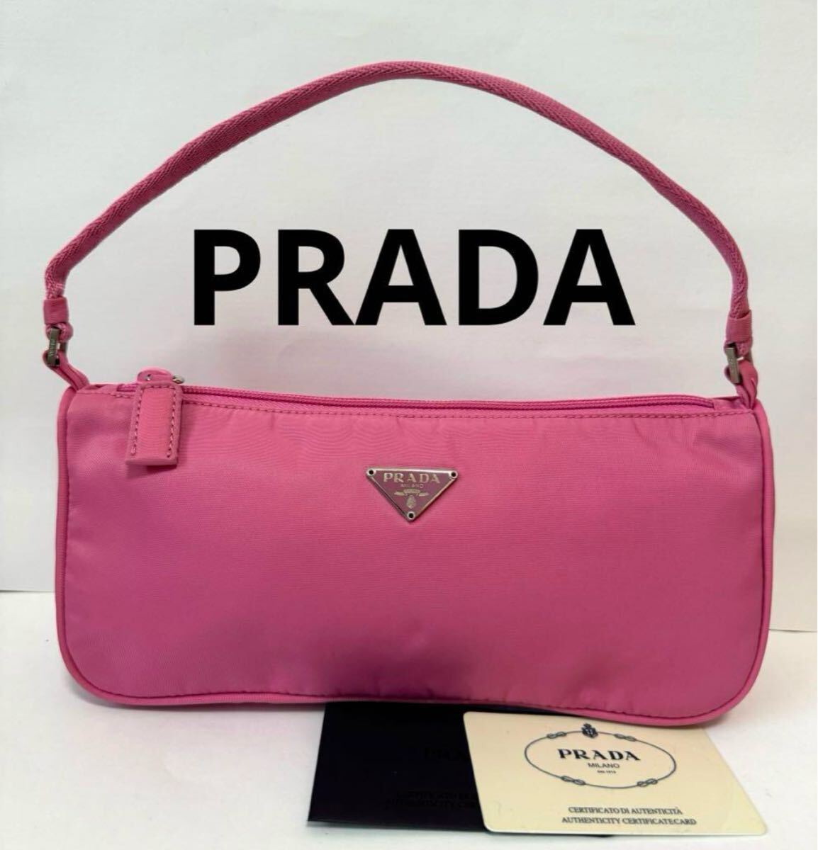 希少・美品✨ PRADA プラダ ハンドバッグ アクセサリーポーチ 三角ロゴ PRADA プラダ 三角ロゴ ミニ アクセサリーポーチ ナイロン