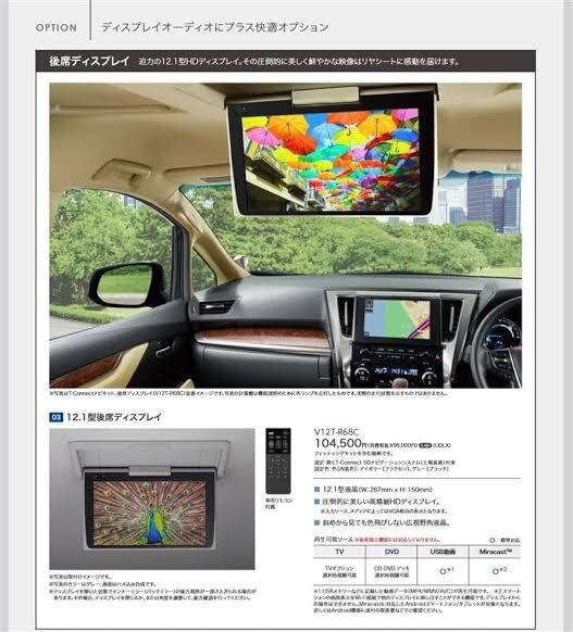 新品未使用 トヨタ純正オプション 12.1インチフリップダウン 新品未使用 トヨタ純正オプション 12.1インチフリップダウン