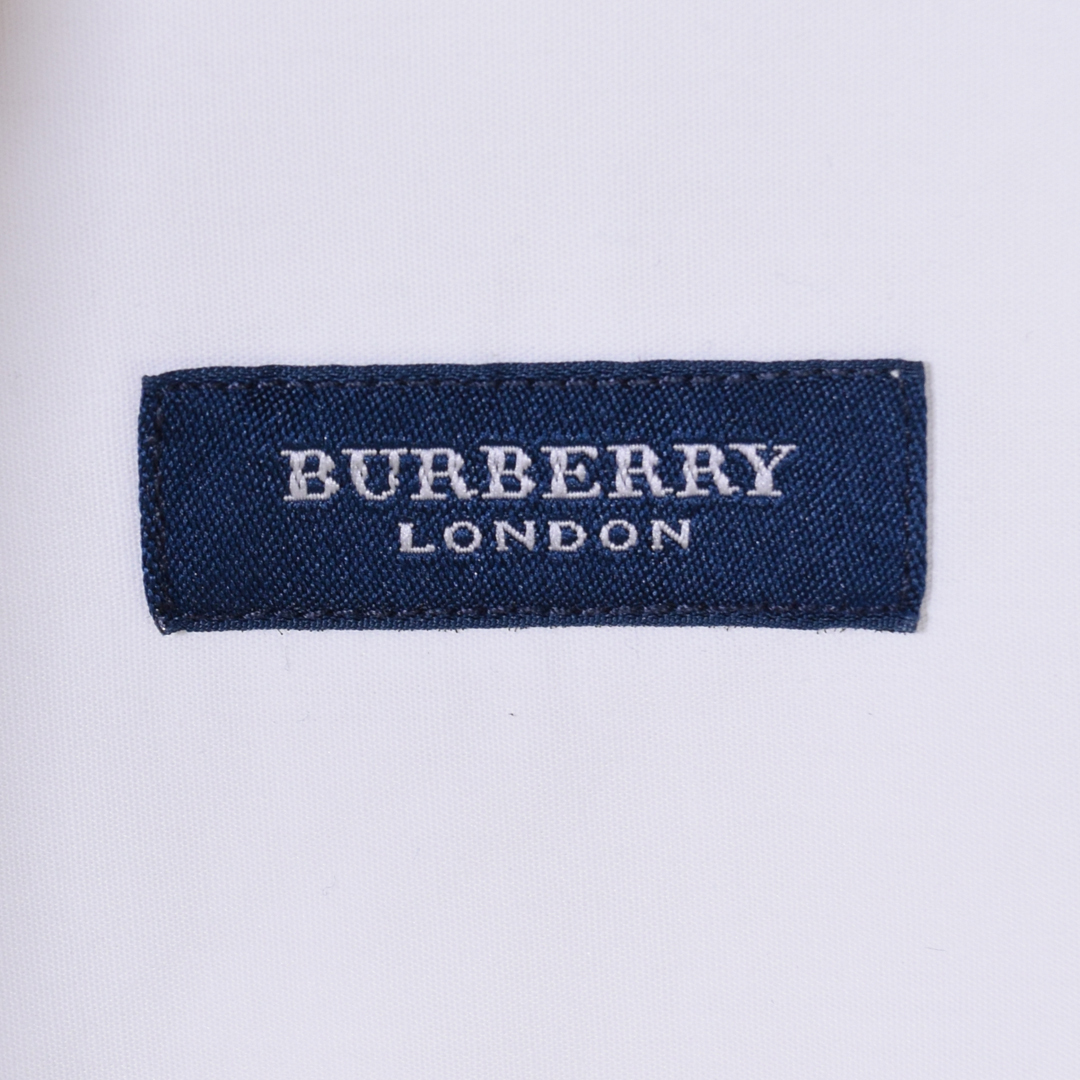【送料無料】バーバリー ボタンダウンシャツ ワンポイントロゴ ノバチェック 長袖シャツ ホワイト BURBERRY LONDON メンズL 古着 @CA1447
