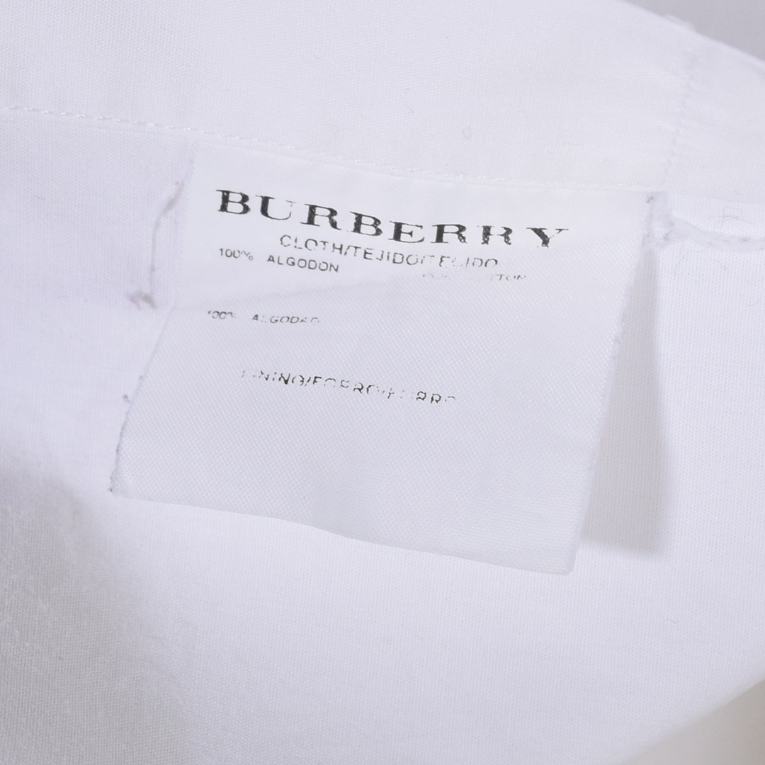 【送料無料】バーバリー ボタンダウンシャツ ワンポイントロゴ ノバチェック 長袖シャツ ホワイト BURBERRY LONDON メンズL 古着 @CA1447
