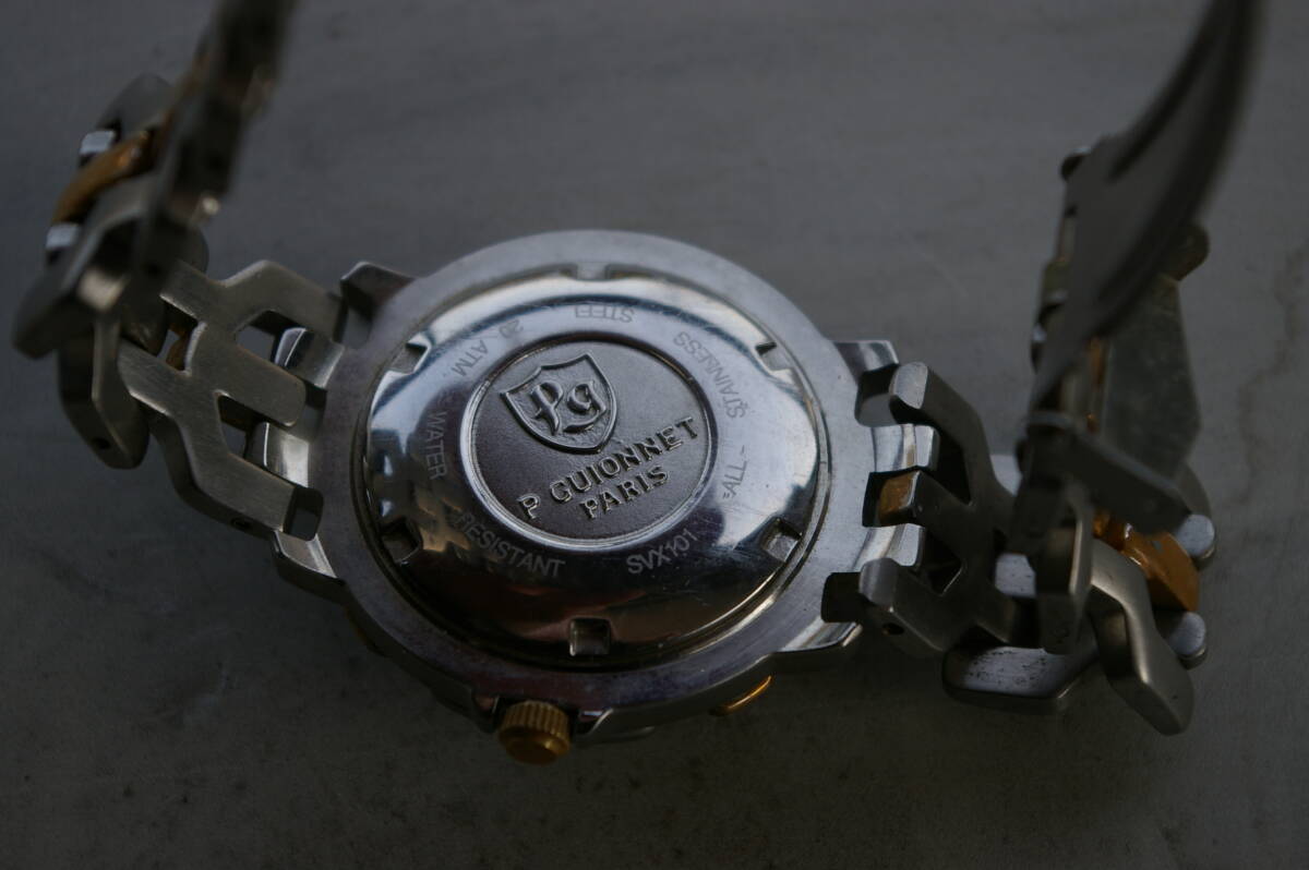 ★★P GUIONNET ピエールギオネ腕時計　カレンダー ネイビー文字盤 3針　　現状品ジャンク扱い_画像5
