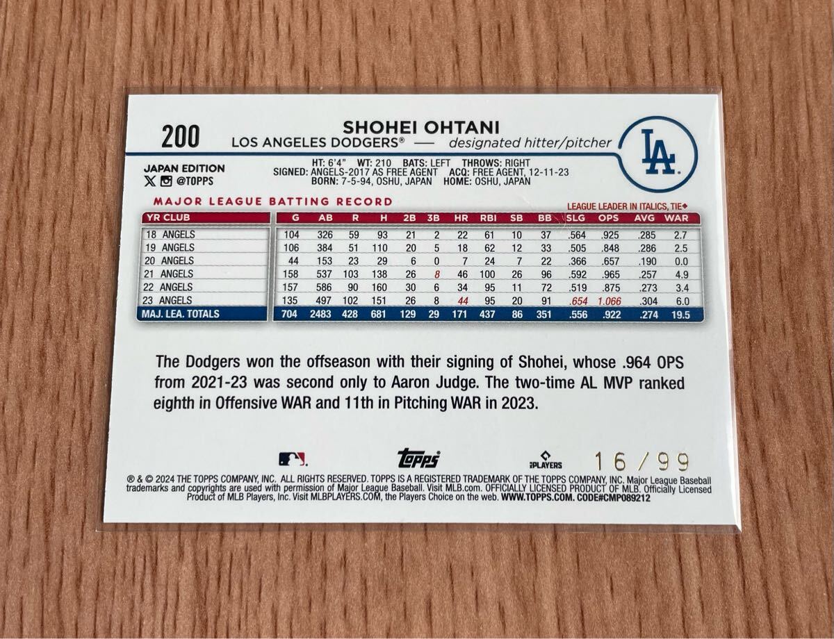 大人気】mlb topps japan edition 2024 大谷翔平 99枚限定 桜 大人気】mlb topps japan edition 2024 大谷翔平 99枚限定 桜