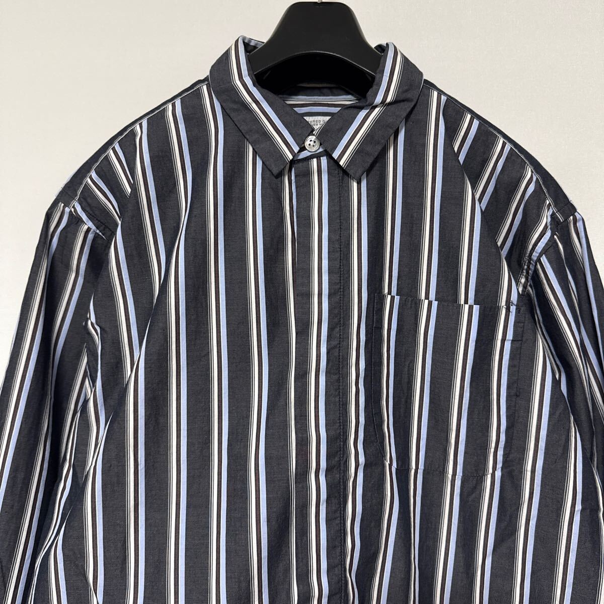 美品 Engineered Garments short collar shirt S ストライプ コットン エンジニアード ガーメンツ ショート カラー シャツ