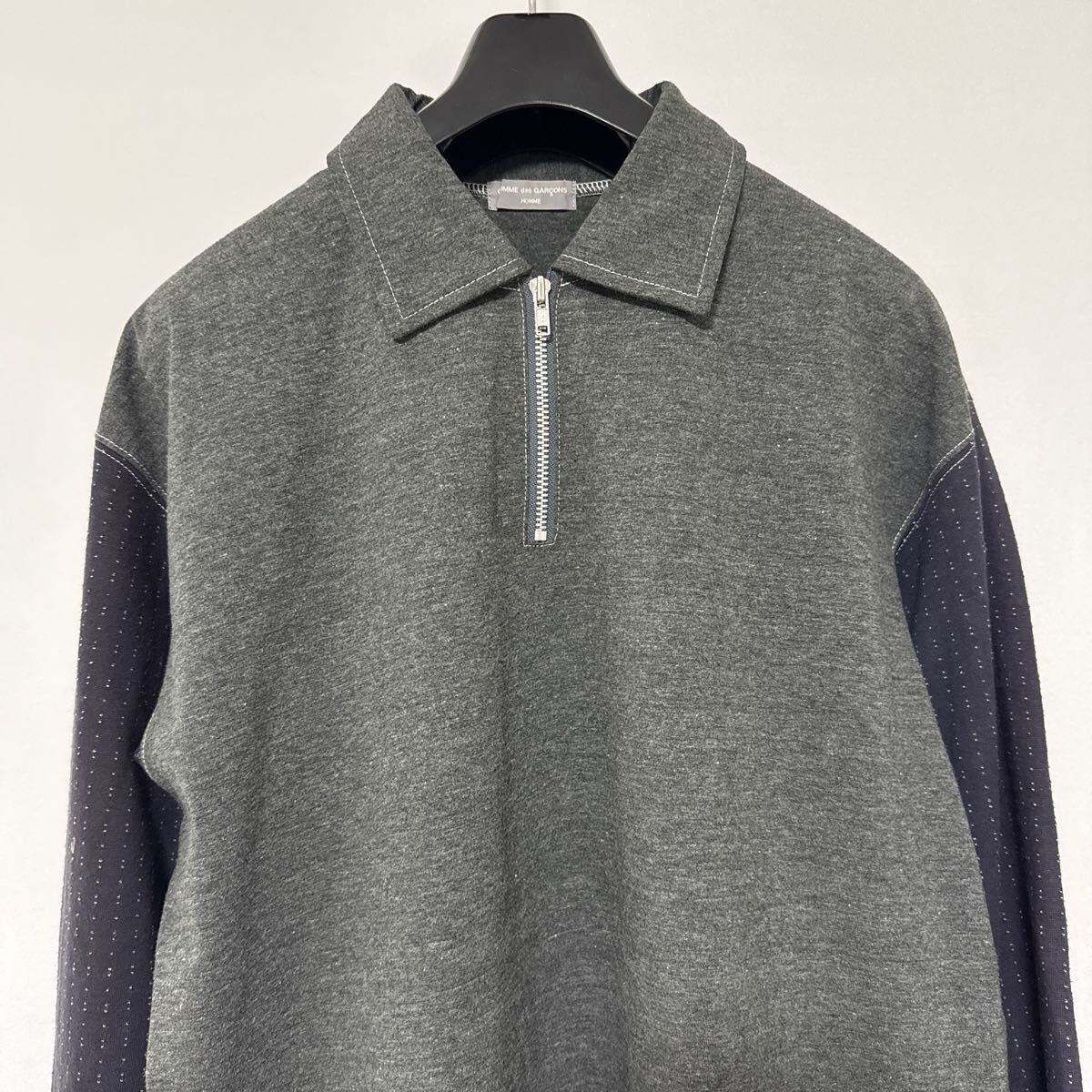 美品 AD 1999 田中 オム 切替 ジップ ポロ シャツ COMME des GARCONS HOMME コムデギャルソン アーカイブ ニット shirt polo