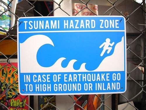 プラスチック看板 津波危険區(qū)域 TSUNAMI HAZARD ZONE SURF サーフ CA-68