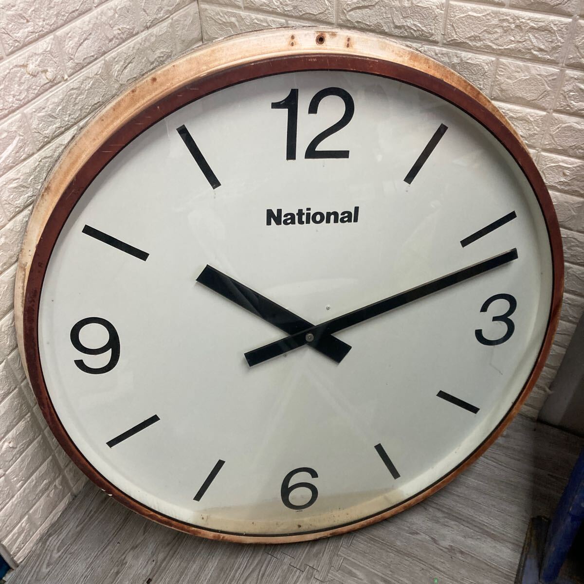 F National ナショナル 直径約101cm 掛け時計 壁掛け時計 昭和レトロ 丸時計 学校 校舎 屋外 格安売り切りスタート その他