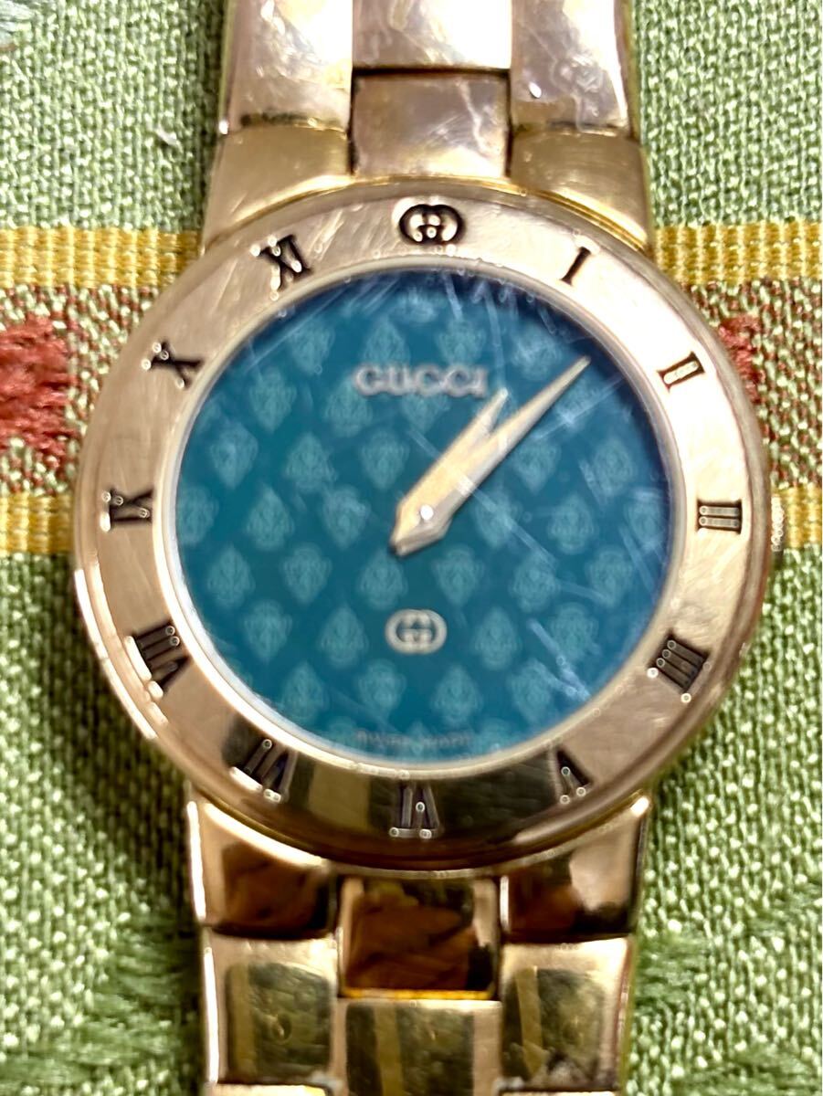 ☆ GUCCI グッチ クォーツ GUCCI 3300L グリーン文字盤 ゴールド ☆ GUCCI グッチ クォーツ GUCCI 3300L グリーン文字盤 ゴールド
