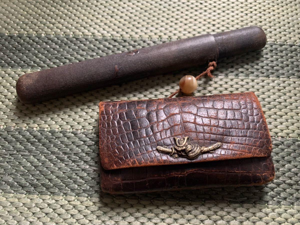 【提物・根付・印籠】煙草入れ&キセル入れ かます 巾着袋 骨董 喫煙具 煙管 提物・根付・印籠】煙草入れ&キセル入れ かます 巾着袋 骨董 喫煙具