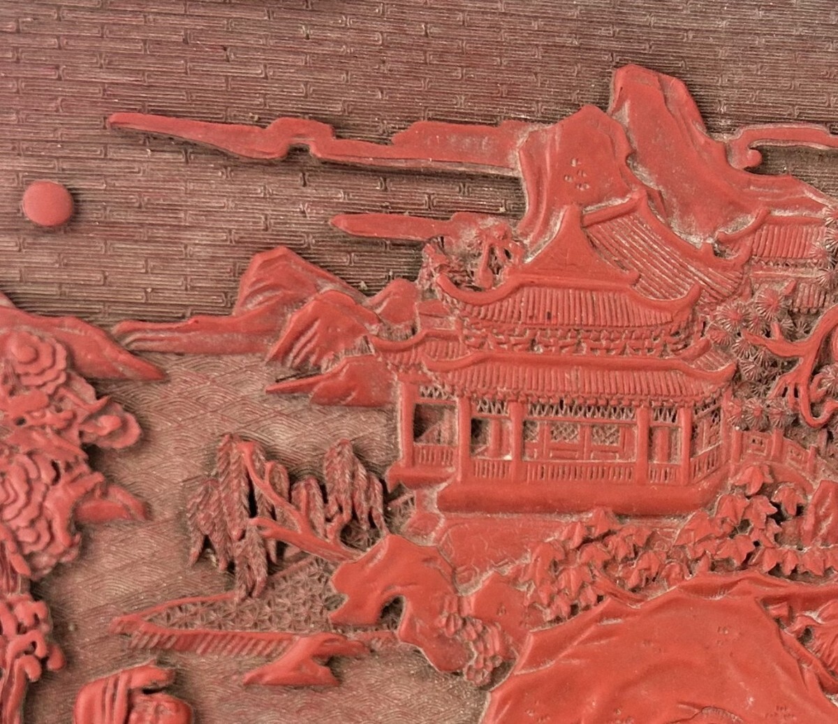M9△中国美術 書道具△乾隆 堆朱 山水図 両面 大型 硯屏△高58cm M9△中国美術 書道具△乾隆 堆朱 山水図 両面 大型 硯屏△高58cm