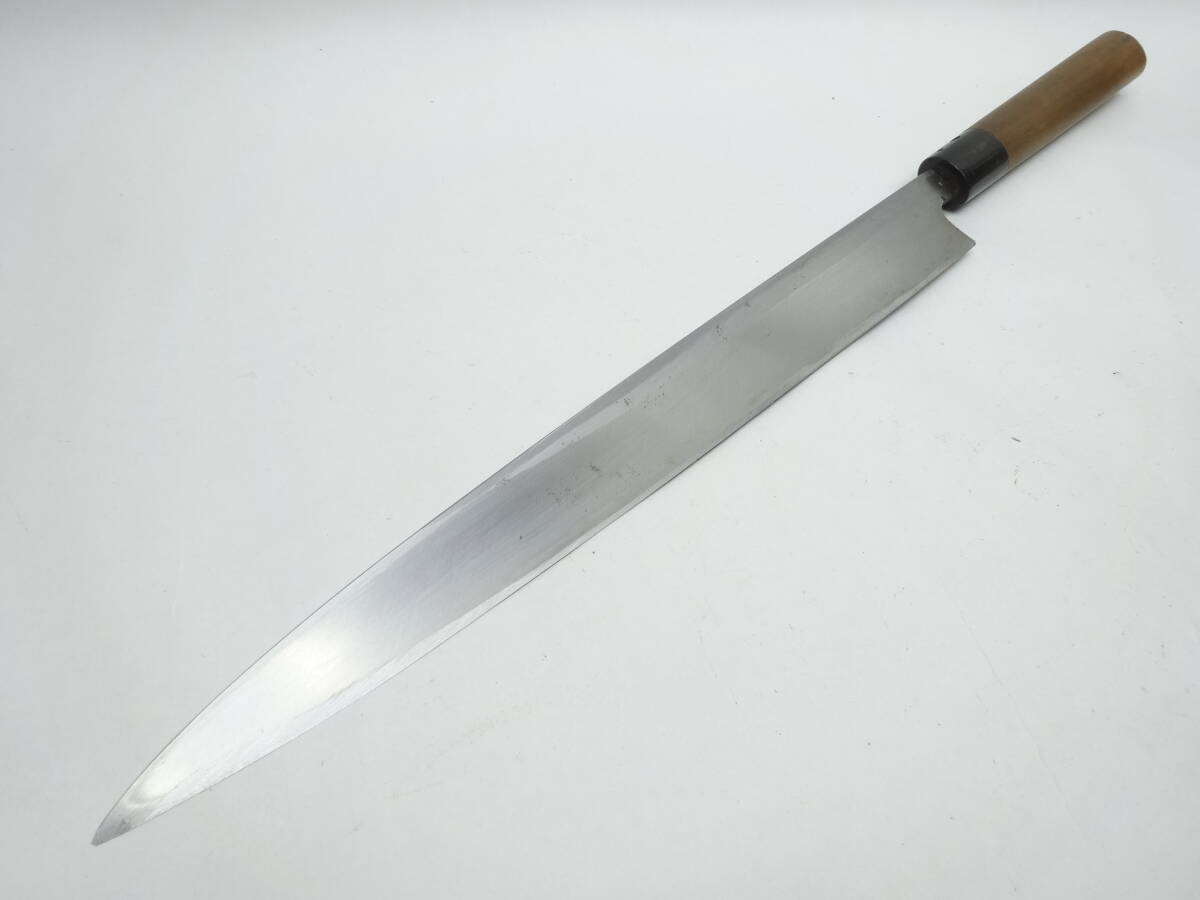 y4113 青鋼 祐成 310㎜ 柳刃包丁 水牛柄 本職用 和包丁 プロ用