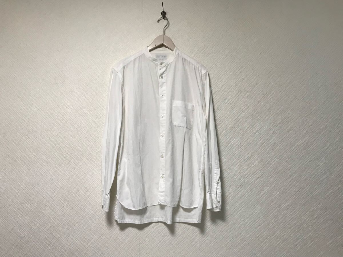 本物マニュアルアルファベットMANUALALPHABETエディフィス417リヨセルコットンスタンドカラー長袖シャツメンズビジネス白ホワイトL日本製_画像1