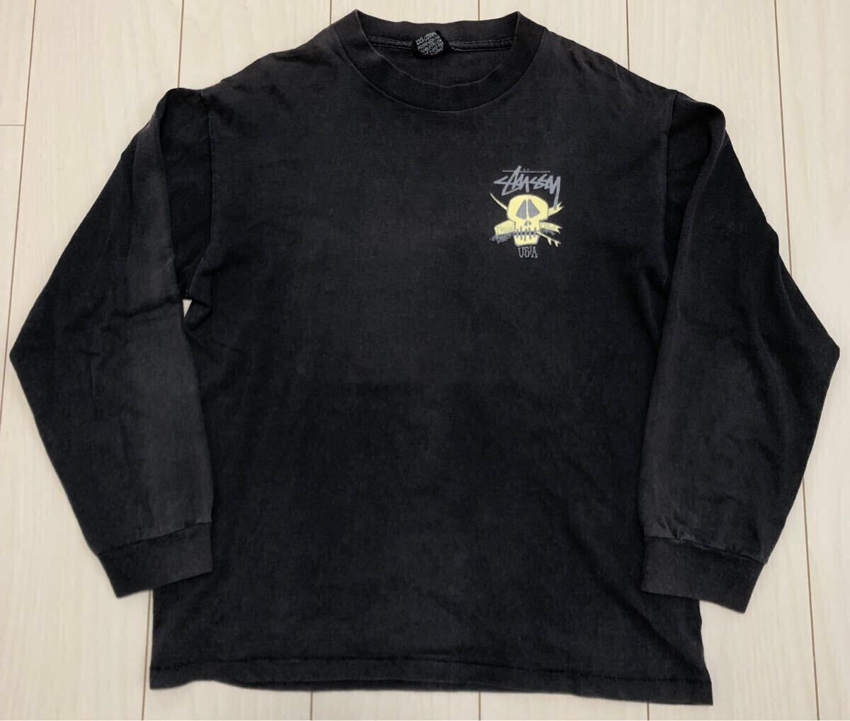 初期80s old stussy サーフスカル両面プリントロンT !黒タグ 墨 初期80s old stussy サーフスカル両面プリントロンT !黒タグ 墨