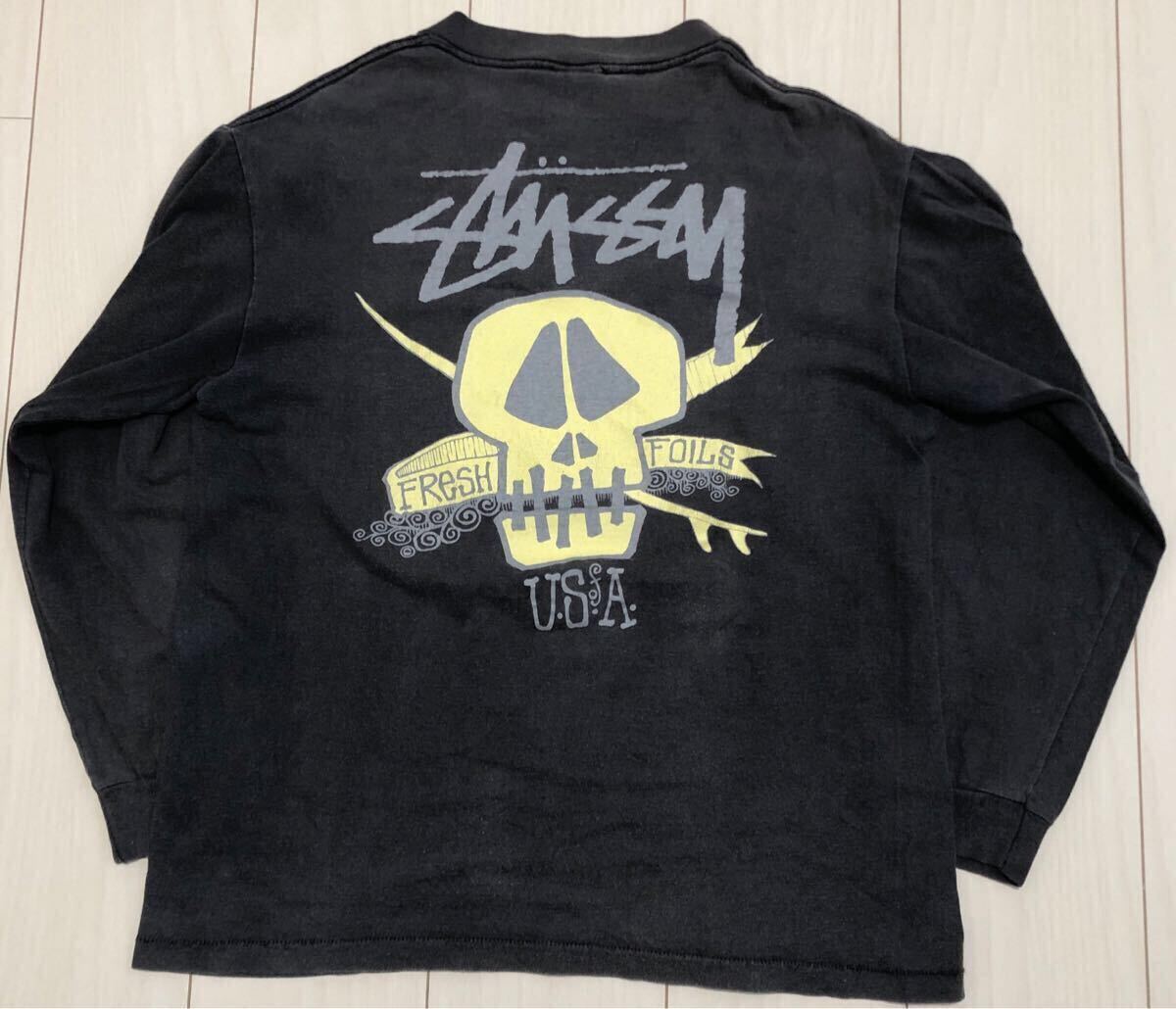 初期80s old stussy サーフスカル両面プリントロンT !黒タグ 墨 初期80s old stussy サーフスカル両面プリントロンT !黒タグ 墨