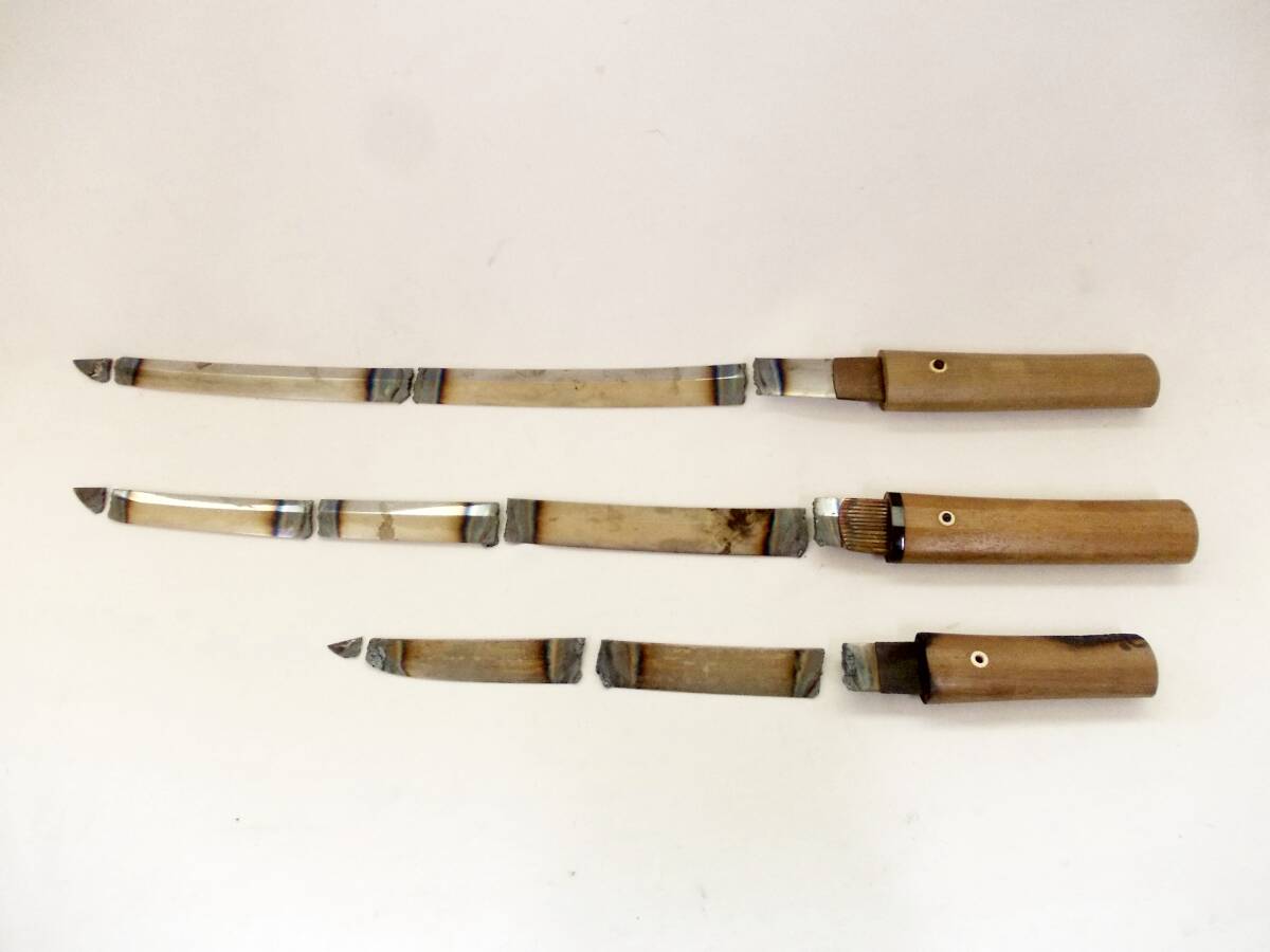 残欠 日本刀 3本分 切断品 合法寸 武具 武装具 骨董 4.