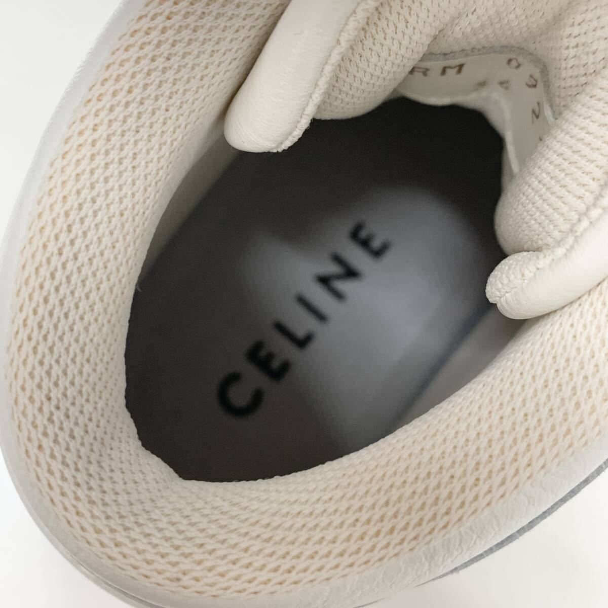 M11724 セリーヌ CT-03 レザー ハイカット スニーカー ロゴ ベルクロ ホワイト_画像7
