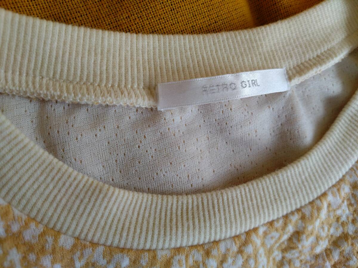 ◎RETRO GIRL レトロガール 小花柄 オレンジイエロー 半袖 トップス フリーサイズ_画像5
