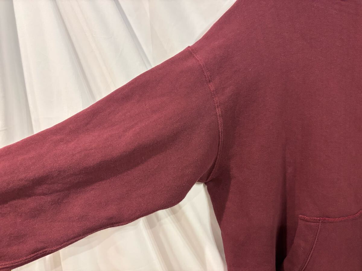 WAREHOUSE Lot.469 ウエアハウス 後付け スウェット パーカー ダッグディガー ボルドー サイズ44 ヴィンテージ 復刻 吊り編み _画像3