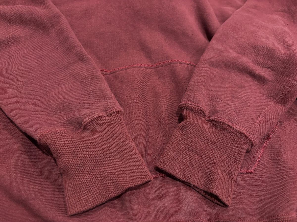 WAREHOUSE Lot.469 ウエアハウス 後付け スウェット パーカー ダッグディガー ボルドー サイズ44 ヴィンテージ 復刻 吊り編み _画像8