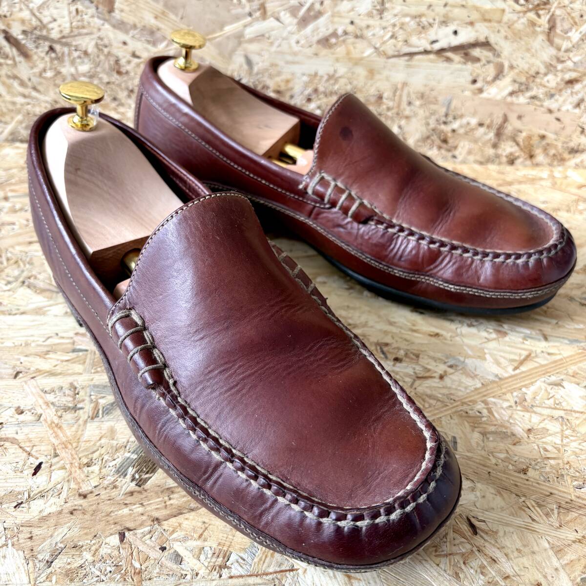 ■COLE HAAN■ 27.5cm コールハーン 赤茶 レッドブラウン スリッポン メンズ 靴 くつ 中古 宅急便 即決
