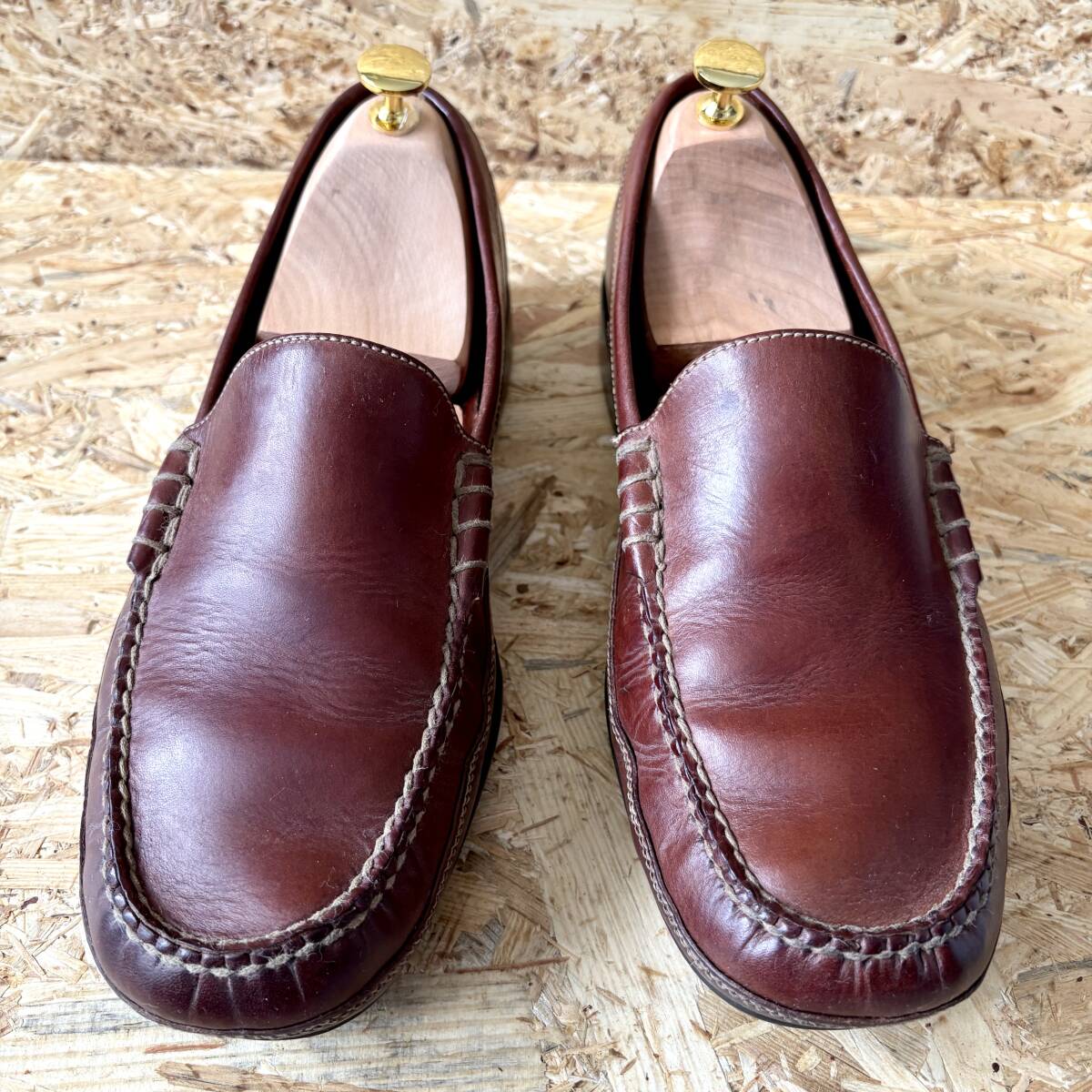 ■COLE HAAN■ 27.5cm コールハーン 赤茶 レッドブラウン スリッポン メンズ 靴 くつ 中古 宅急便 即決