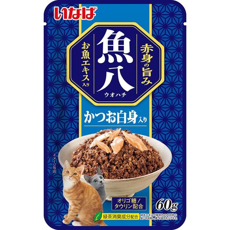 （まとめ買い）いなばペットフード いなば 魚八パウチ かつお白身入り 60ｇ 貓用フード 〔×48〕