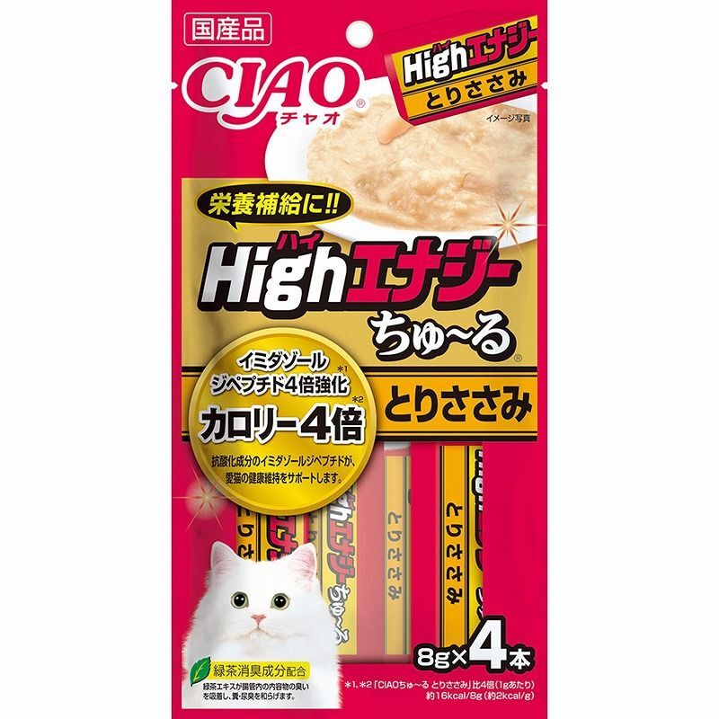 （まとめ買(mǎi)い）いなばペットフード CIAO チャオ HighEnergyちゅ～る とりささみ 8g×4本 貓用おやつ 〔×16〕