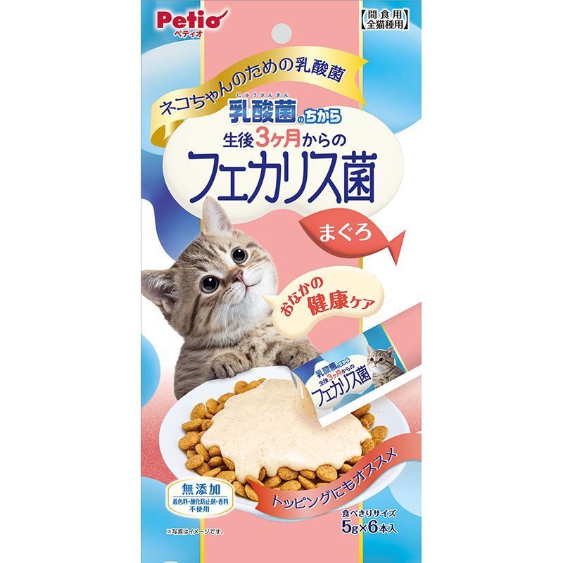 ペティオ ネコちゃんの 乳酸菌のちから 生后3ヶ月からのフェカリス菌 まぐろ 5g×6本入 貓用おやつ