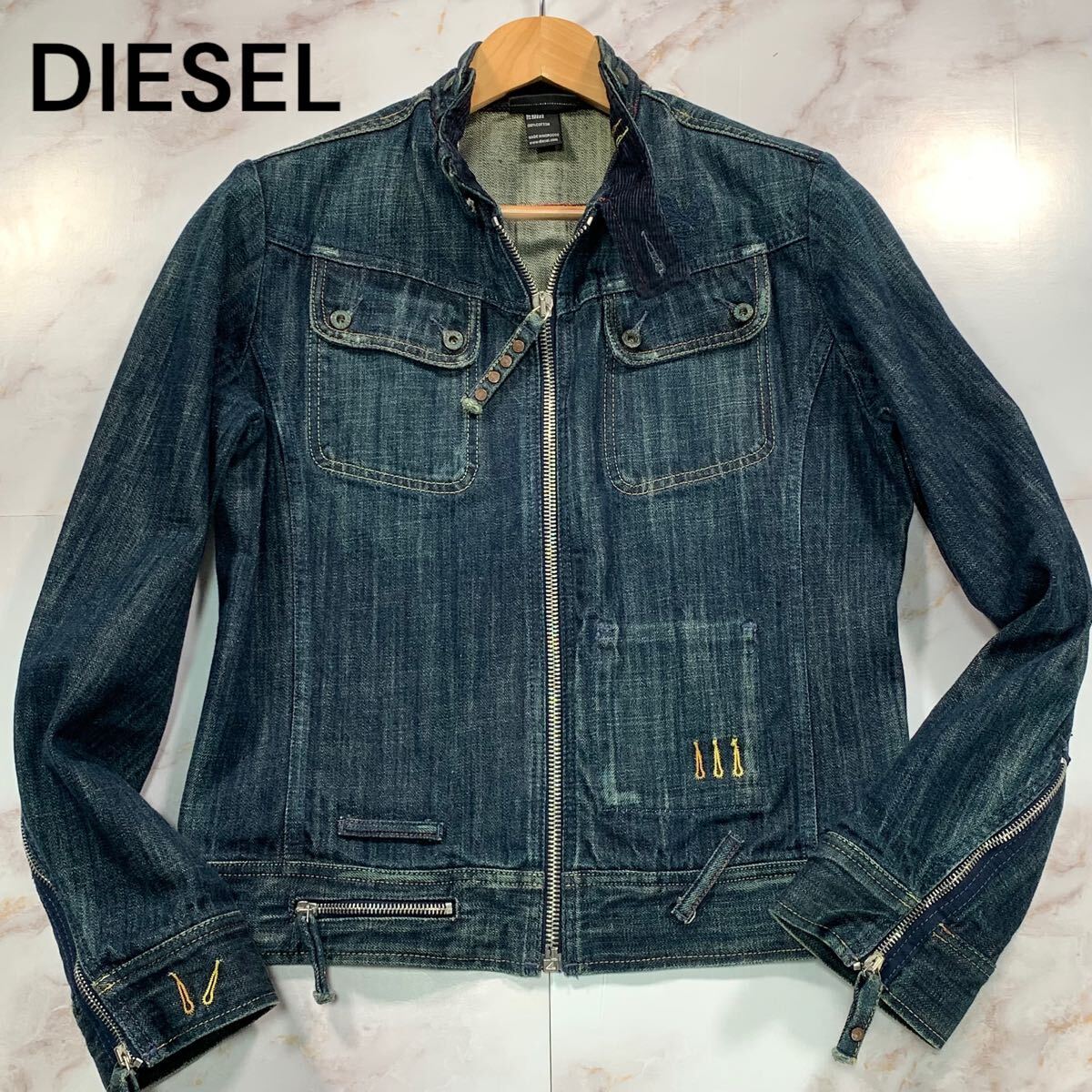 Mサイズ相当○DIESEL ディーゼル デニム シングル ライダース Mサイズ相当○DIESEL ディーゼル デニム シングル ライダース