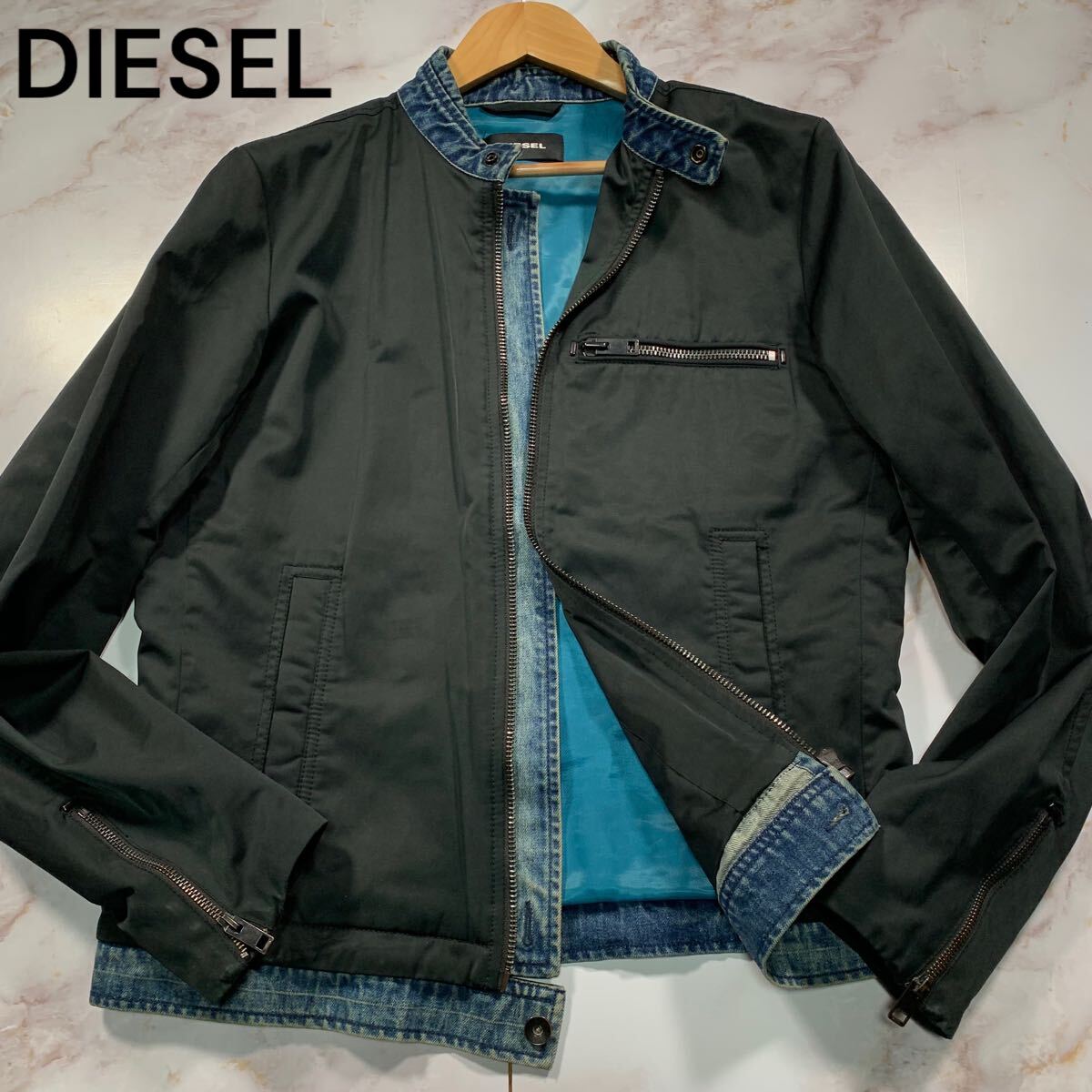 Lサイズ○DIESEL ディーゼル 異素材切替 ナイロン デニム Lサイズ○DIESEL ディーゼル 異素材切替 ナイロン デニム