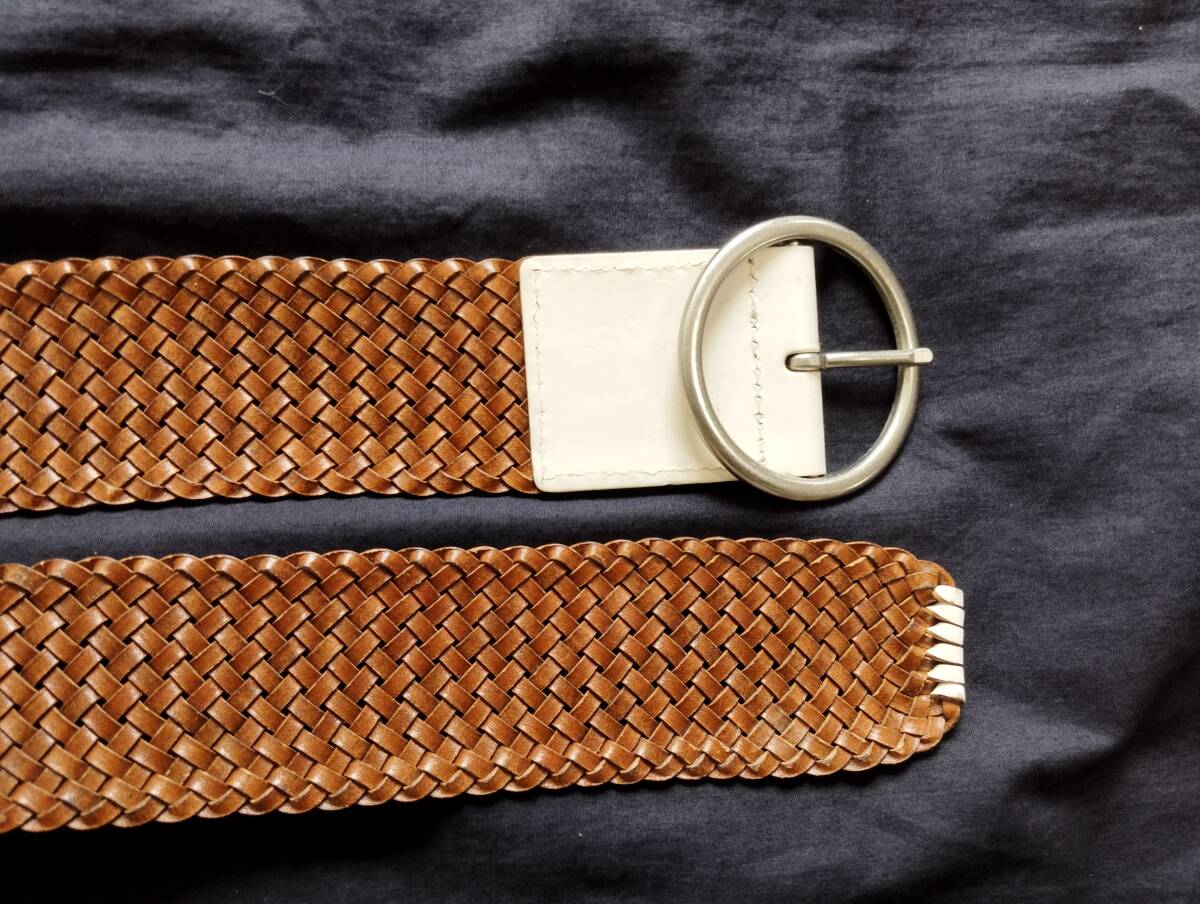 白ホワイトレザーメッシュベルト_画像4