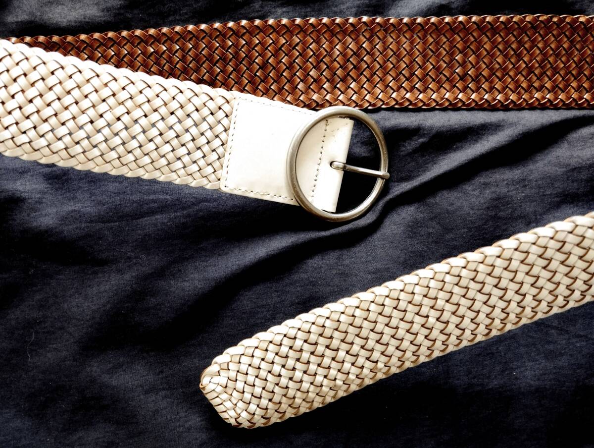 白ホワイトレザーメッシュベルト_画像2