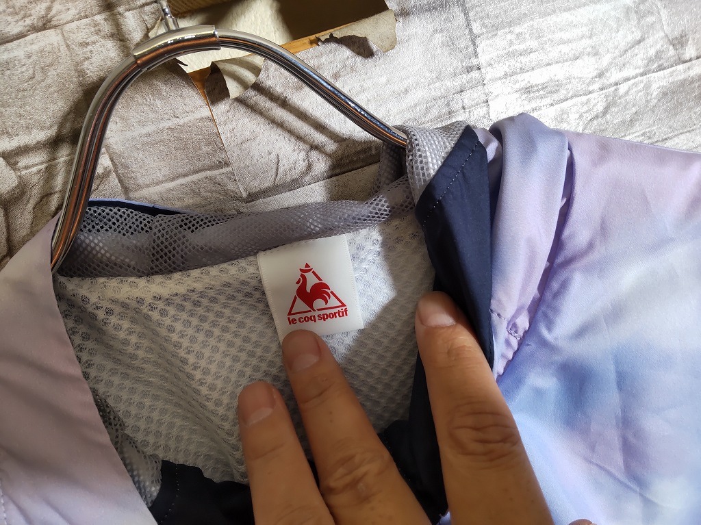 women's I412 lecoq sportif ルコック ムラ柄 フルジップ ウインドブレーカー パーカー ジャケット O パープル系/ネイビー_画像4
